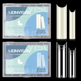 480 puntas de uñas extralargas en forma de C XL, 2 paquetes de puntas de uñas naturales y transparentes para uñas acrílicas, juego profesional, 12 tam