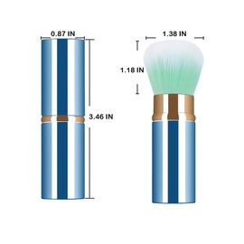 Xinpinzhou Blue Retractable Makeup Brush, Retractable Blush Blusher Face Powder Kabuki Foundation Brush for Cheeks
