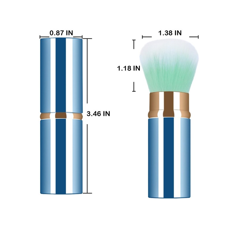 Xinpinzhou Blue Retractable Makeup Brush, Retractable Blush Blusher Face Powder