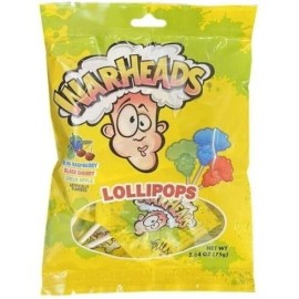 Warheads 1 x 2.64 oz Warheads Shaped 10 ct Lollipops Assorted Fruit Flavors Sour Candy