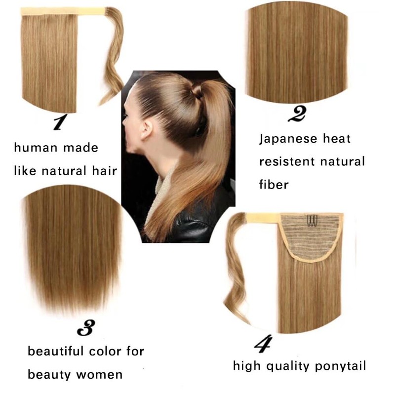 LaLuLoLi Synthetic Ponytail Hair Extension 24 Inch Long Straight Wrap