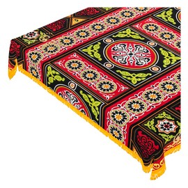 CraftiEgypt Ramadan Tablecloth Decorations – Handmade Tablecloth, Printed Egyptian Khayamiya Design, Colorful Brown, Cotton Blend – 55"x55" (140x140 cm) Square