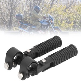 Motorcycle Foot Pegs, 2Pcs Heavy Duty Rubber Mounted Foldable Foot Rest Pedals for 1in Engine Guard Crash Bar Fits All 1in Pipes Frames Safety Bars (Black)