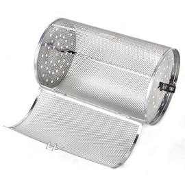 LinaLife 12x23cm Stainless Steel Rotisserie Grill Roaster Drum Dried Baking Coffee Bean Nut Oven Basket BBQ Grill Cage Kit