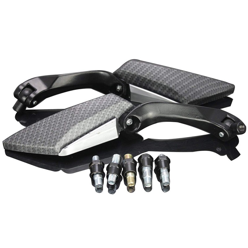 MotorToGo Black Carbon Mini Motorcycle Rearview Mirrors Compatible for 2018