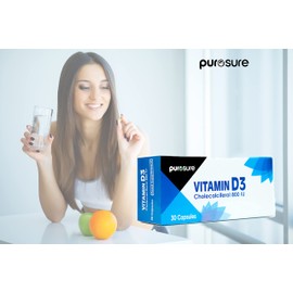 PuroSure Vitamin D3 800 IU - 90 Capsules - 3 Month Supply Easy to Swallow Pure Vitamin D Softgel Capsules - High Potency, Vitamin D3 Supplements Helps Boost Health and Immune System.