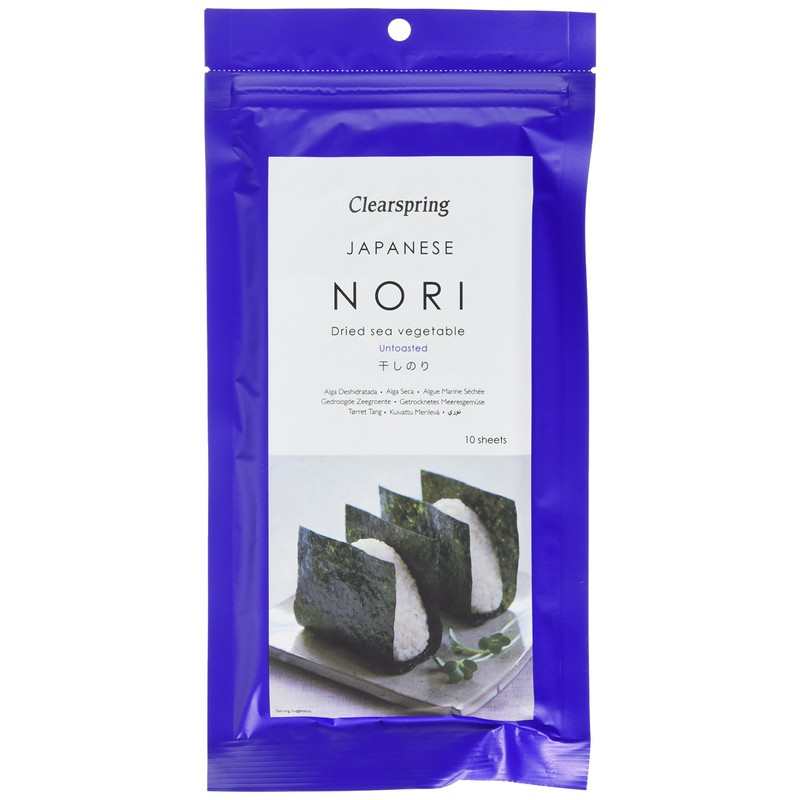 Clearspring Untoasted Japanese Dried Sea Vegetable Nori Sheets 25 grams