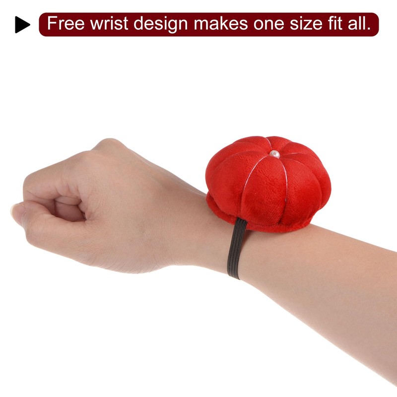 HARFINGTON Velvet Wrist Pin Cushion Pumpkin Needle Sewing Pin Holder