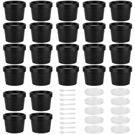 Wowang Travel Containers for Toiletries 3.4oz/100ml 24 Pack TSA Approved Plastic Cream Jars Wide-mouth Cosmetic Pot Jars with Lids Leak Proof Travel Size Containers for Makeup Face Cream(Black)