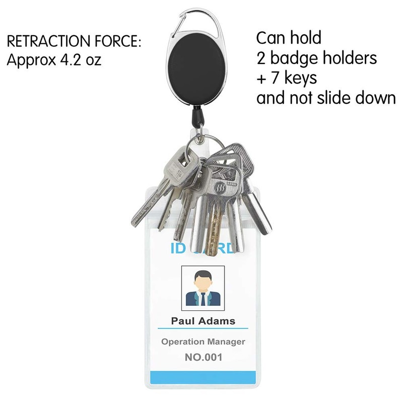GOGO 4 Packs Retractable Keychain Badge Holder with Carabiner Reel