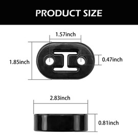Diamall 4 PCS Rubber Exhaust Hanger, 2 Holes Adjustable Muffler Shock Absorber for Exhaust Pipe, High Density Insulator Muffler Bushing Mount, Universal Cars Exhaust System Accessories (Black)
