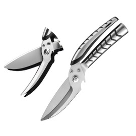 Tijeras, Tijeras Cocina Multifunción y Desmontables, Tijeras Cocina Profesionales, Tijeras de aves de corral resistentes，para pollo, pescado, carne, aves, hierbas, huesos. (Plata negra)