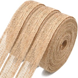 jijAcraft 3 Rolls Hessian Ribbon, 30M Natural Burlap Ribbon Jute Ribbon, Brown Ribbon Roll for Florist, Crafts, Gift Wrapping, Rustic Wedding Decorations (2cm)