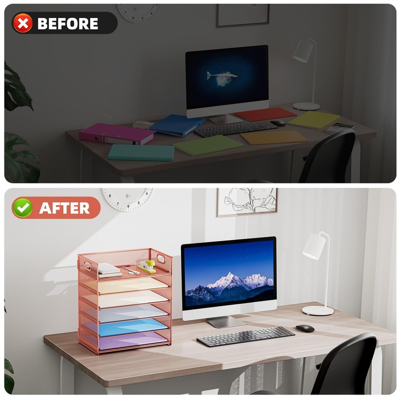 Marbrasse 6 Tier Paper Organizer Letter Tray - Mesh Desk