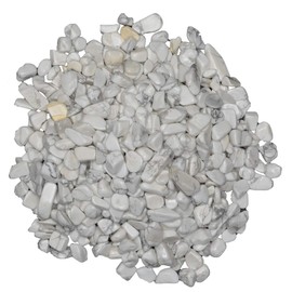 Hypnotic Gems: 1/2 lb of Polished Howlite Natural Rock Chips with Info Card - Tumbled Stones for Vases, Fountains, Art and Crafts, Jewelry Making, Crystal Healing and More!