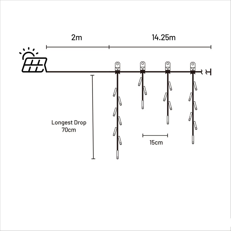Solar 480 LED Icicle Light - 4 Colour Options -