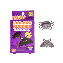 Boo Boo Buddies Kids Adhesive Bandages, Kids Self-Adhesive Sterile Bandages Pack for Toddler Girls & Boys, Adults First Aid, Protect Scrapes and Cuts | 24 Pcs (Spider + Bat)