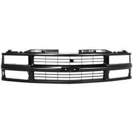 For Chevy C1500 / K1500 Grille Assembly 1994 95 96 97 98 1999 | Cross Bar | Painted Black Shell & Insert | w/Composite Headlights | w/Sport Package | Plastic | GM1200239 | 15981092