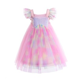 Dressy Daisy Girls Unicorn Birthday Party Rainbow Princess Costume Pageant Fancy Tulle Dress Size 5-6
