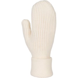 styleBREAKER 09010046 Women's Winter Knitted Mittens Plain with Patterned Waistband Warm Mittens Knitted Gloves, cream