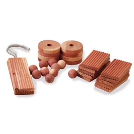 JS Homewares 30 Pieces Set Aromatic Cedar Wood Balls Hangers Rings for Wardrobe Moth Protection