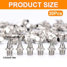 QIBZI Golf Spikes Silver Steel Spikes, Sports Shoe Spikes, Sports Shoe Spikes Training Key, Suitable for Training and Sprint (Pack of 30)