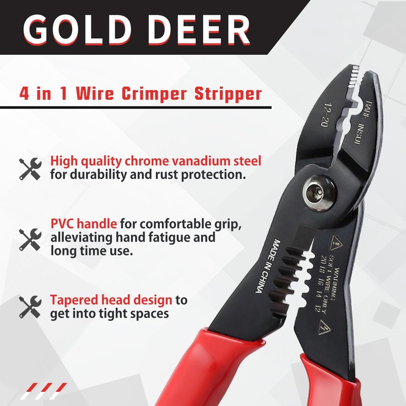 GOLD DEER Electrical Pliers, Giboshi Terminal, Range of Use, AWG