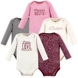 Hudson Baby Unisex Baby Cotton Long-Sleeve Bodysuits, Little Love Flowers 5-Pack, 3-6 Months