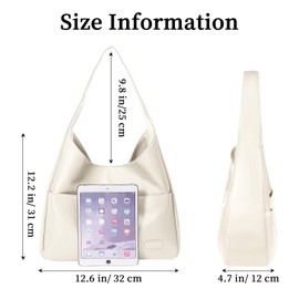 Leather Tote Bag for Women Hobo Bag Vegan Leather Shoulder Hand Bag Hobo Purse Womens Tote Bags Large Soft Shoulder Bag (Tote Bag, Beige)