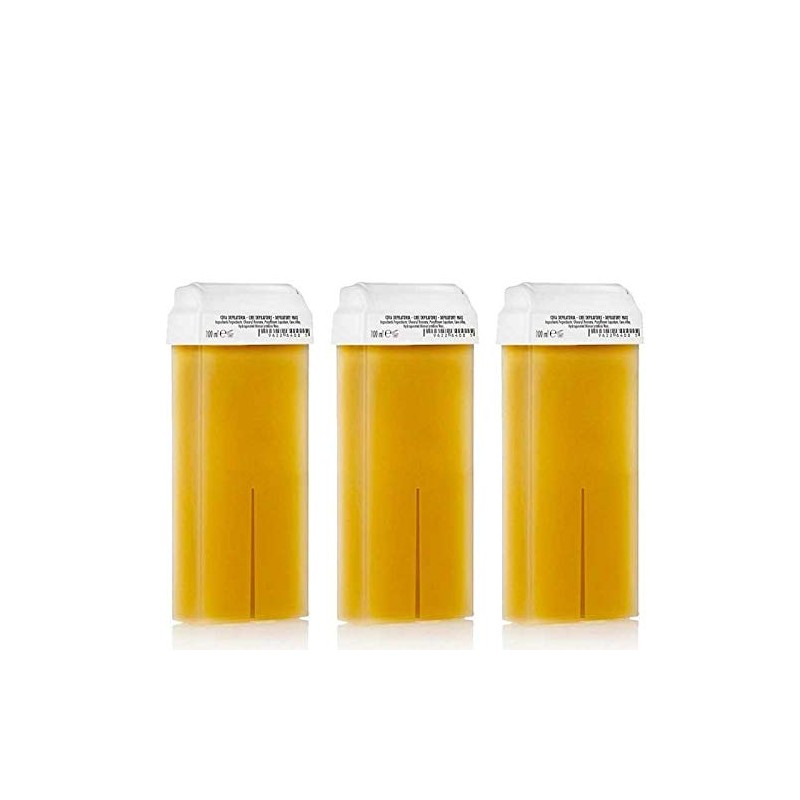 Kosmetex Honig Wachspatrone Roll-on Breit, Enthaarungswachs, Warmwachs, Körperpflege Haarentfernung, 100ml,