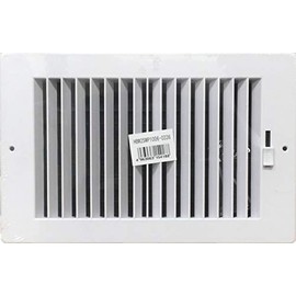 Two-way plastic side wall/ceiling register in white 10"w X 6"h for duct opening (outside dimension is 11.75"w X 8"h)