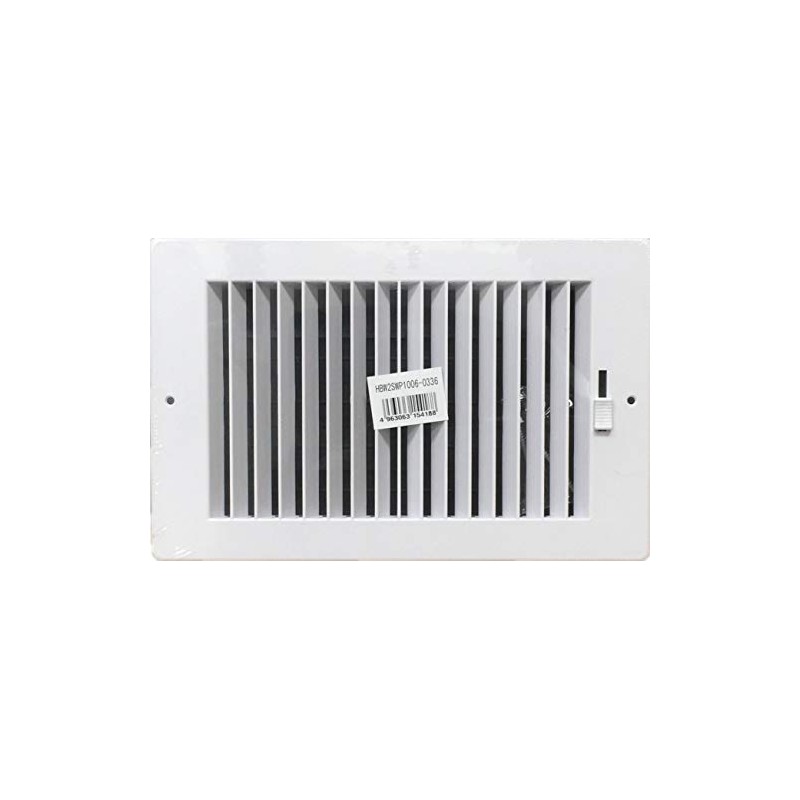 Two-way plastic side wall/ceiling register in white 10"w X 6"h