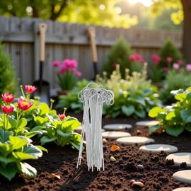 20 Pcs Silver Garden Plant Label Hooks, Markers Stake, Plant Sign Stake Rustproof Deformed Garden Plant Sign Hooks Hanging Rods for Flower, Planter,Plant Support Garden Stakes (20cm)