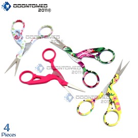 ODM 4 Pairs 4.5" Stainless Steel Sharp Classic Stork Scissors Color Coded BTS-155