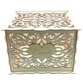 Alnicov Wooden Wedding Card Box,Money Box With Lock Slot,DIY Wooden Money Box for Wedding Reception Anniversary Birthday Party Graduation Party Decoration