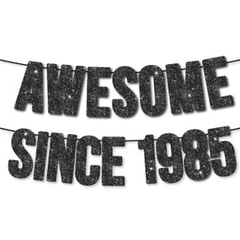 Awesome Since 1985 Banner for 40th Birthday Party Decoration,Happy 40th Men Women Birthday Party Banner,Handmade - Black