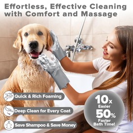 Augwind 6PCS Pet Grooming Kit | Dog Washing Gloves | Dog Bath Brush | Dog Bath Gloves | Dog Shampoo Brush | Pet Grooming Gloves | Cat Bathing Supplies | Dog Bath Supplies (Grey)