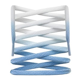 LitLaces - UV Activated Color Changing Flat Shoelaces for Sneakers, Color Changes with Sunglight, White/Blue, 63"/160cm