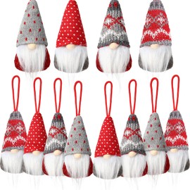 12 Pieces Christmas Hanging Gnomes Ornaments Xmas Handmade Plush Gnomes Swedish Santa Elf Ornament Hanging Swedish Doll Home Decorations for Christmas Tree Party Decoration Party Supply, 4 Styles