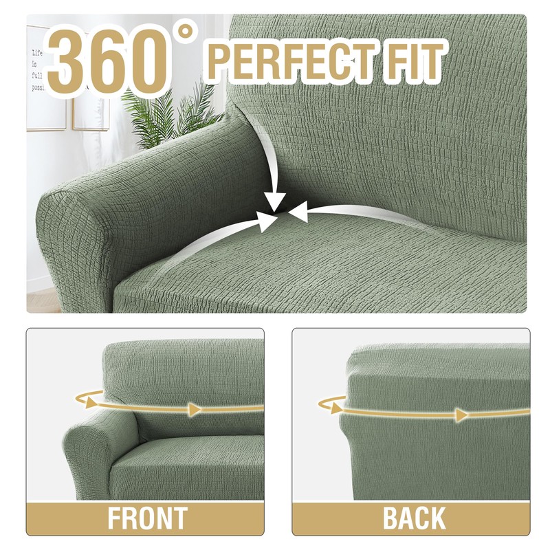 H.VERSAILTEX Jacquard Sofa Slipcover with Waterproof Seat Furniture Protector 1