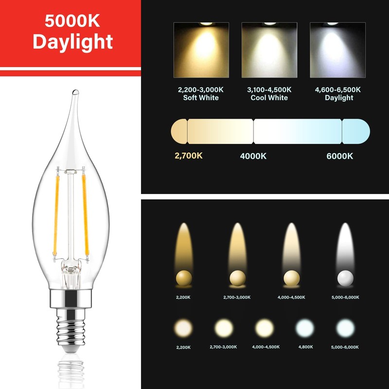 Sengled E12 LED Bulb Dimmable, Candelabra 60W Equivalent, CA10 Flame