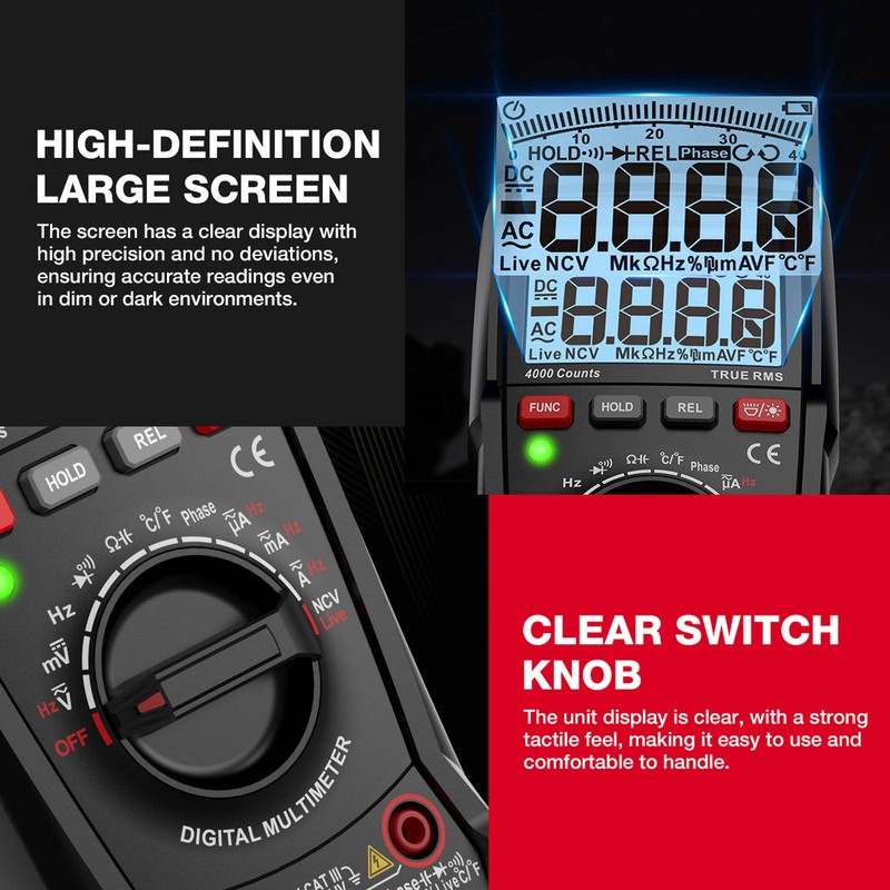 HT135D Digital Multimeter 4000 Counts Electrical Tester for AC DC
