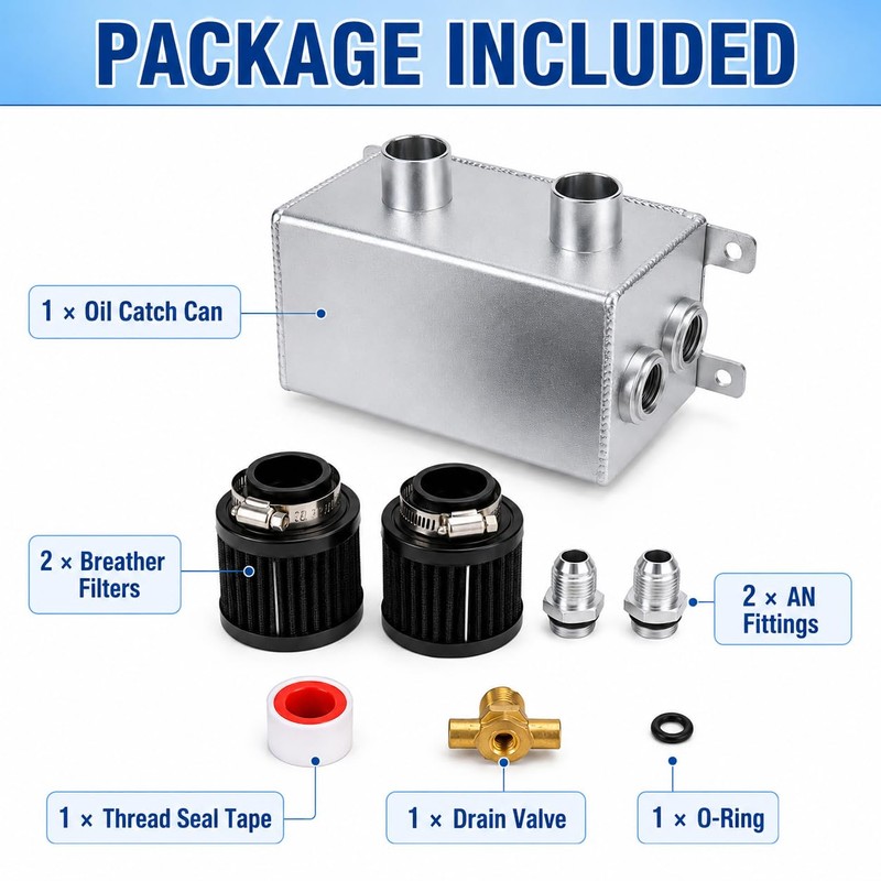 EZPROIT 10AN Oil Catch Can 1.2L Universal Alumium Dual Breather