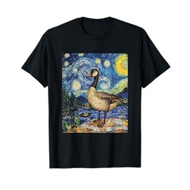 Funny Goose Duck - Van Gogh Style - Starry Night T-Shirt