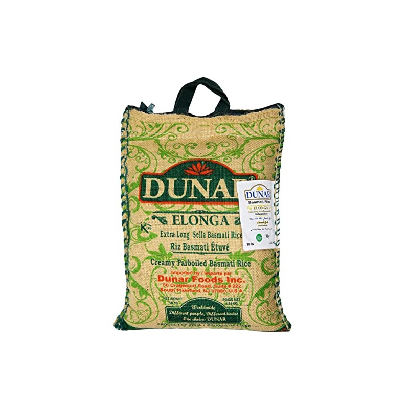 Dunar - Elonga Creamy Sella Parboiled Basmati Rice, 10 Pound