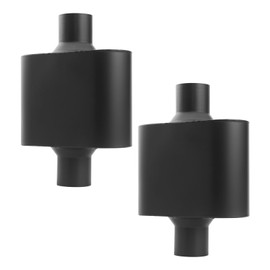 A-KARCK Single Chamber Muffler 2.5" Center Inlet 2.5" Center Outlet, 13" Overall Length Aluminized Steel Aggressive Sound Race Muffler Black (2 Pcs)