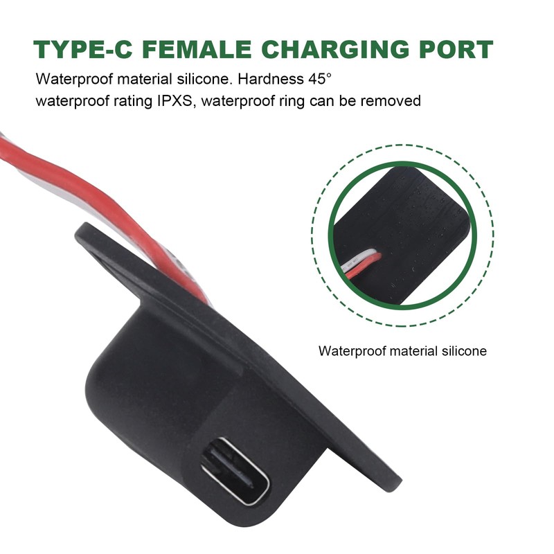 ZIWIMEGO Type-C Female Chassis Charging Port Waterproof with Card Buckle