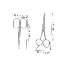 FOMIYES 2pcs Stainless Steel Rounded Nose Hair Scissors Precision - Facial Hair Trimming Tool - Mini Grooming Scissors For Eyebrows Beard