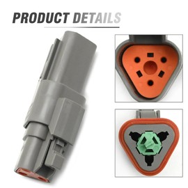 JUUDDENPARTS 3-Pin DT Connector Kit, Auto Waterproof Multi Plug Electrical Wire Connector for Motorcycle, Truck, Car, Boats, Scooter, Caravans (1 Set)