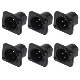 Greluma 6 PCS XLR Male 3 Pin Panel Jack XLR Male for Microphone Nickel Plated Copper Contacts